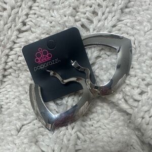 Heart  Silver Hoop Earrings